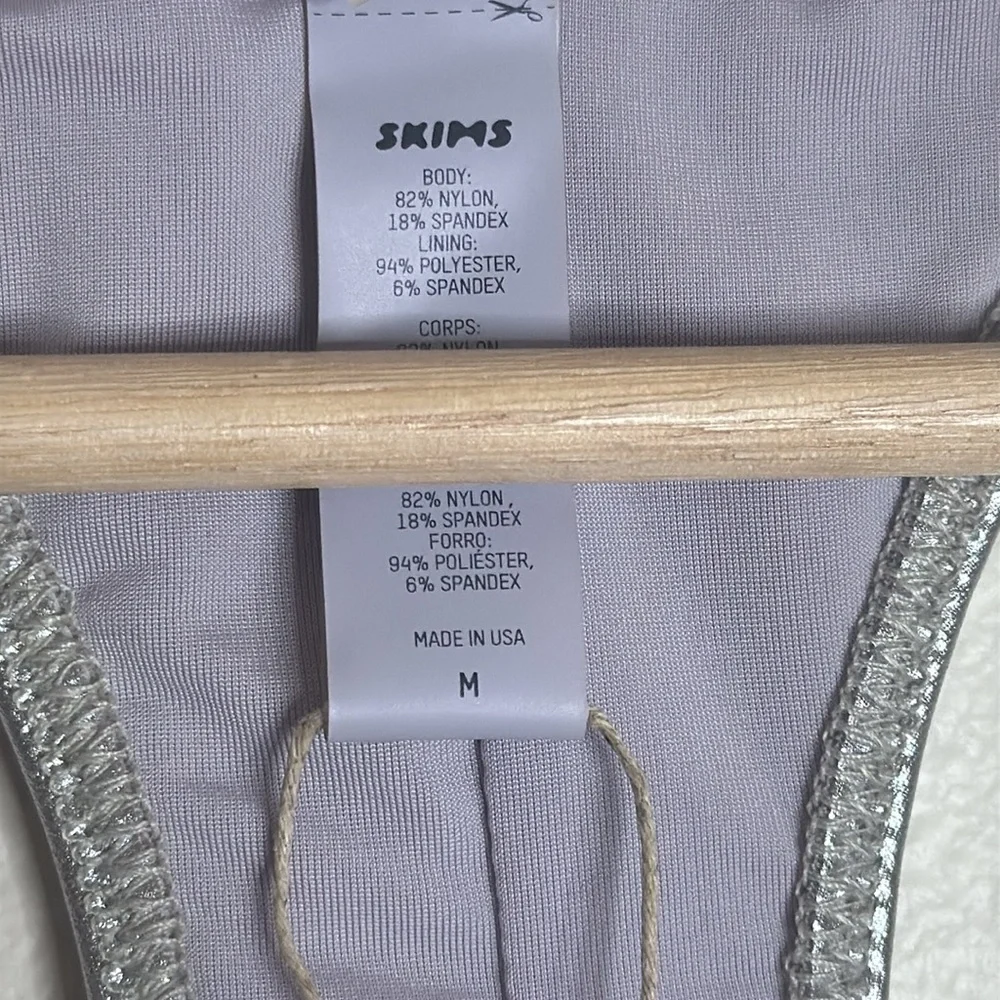 SKIMS Metallic nickel cycle Bodysuit size medium